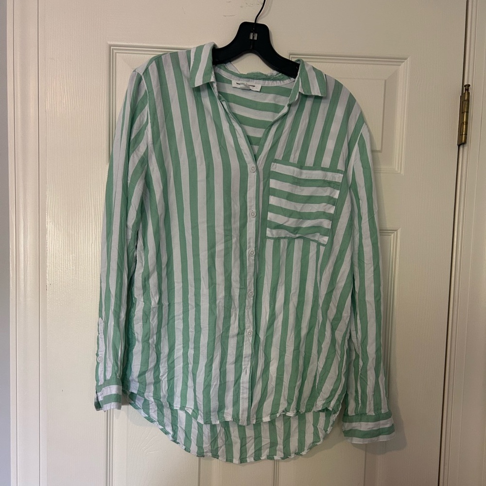 Beachlunchlounge Mint and White Striped Shirt